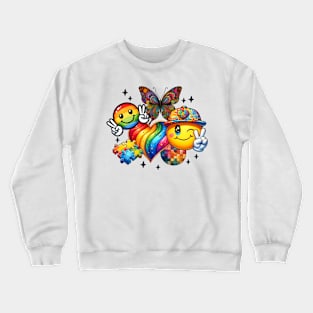 Rainbow heart butterfly Autism Awareness Gift for Birthday, Mother's Day, Thanksgiving, Christmas Crewneck Sweatshirt